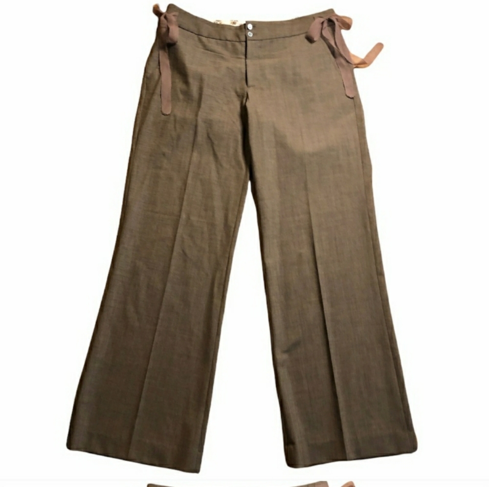 REBECCA TAYLOR Wool Trousers with Silk Ribbon Ties Sz 4EUC!